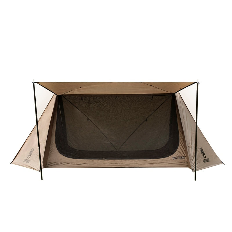 Onetigrisアウトバックリトリートキャンプテント4-dooredダブルシェルター、ブッシュクラフター & サバイバリスト用テントポール付き