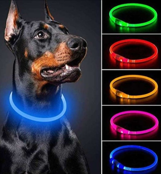 USB充電式発光犬用首輪　LEDナイトグローイングバッテリー犬用アクセサリー